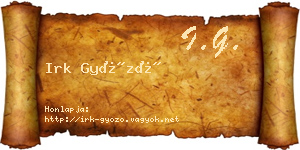 Irk Győző névjegykártya
